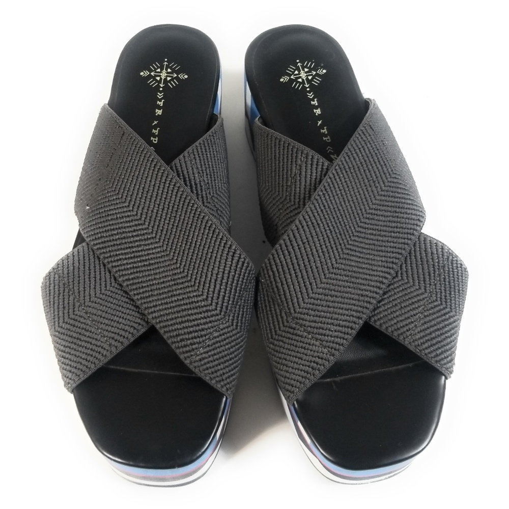 Free People Geometric Strap Platform Slides Sz 10